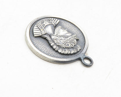 925 Sterling Silver  Vintage Oxidized Gladiator Face Profile Pendant  PT7660