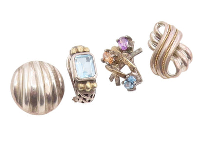 14k Gold & 925 Sterling Silver Vintage Earrings Gemstone Single Pieces  EG14297