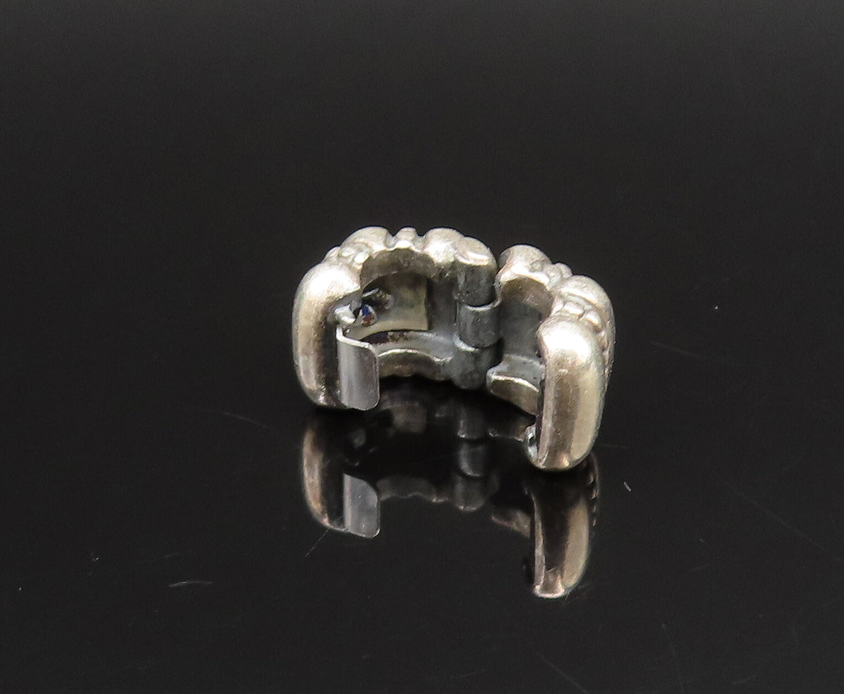 PANDORA 925 Silver  Vintage Beaded Ribbed Clip Charm Pendant (OPENS)  PT21248