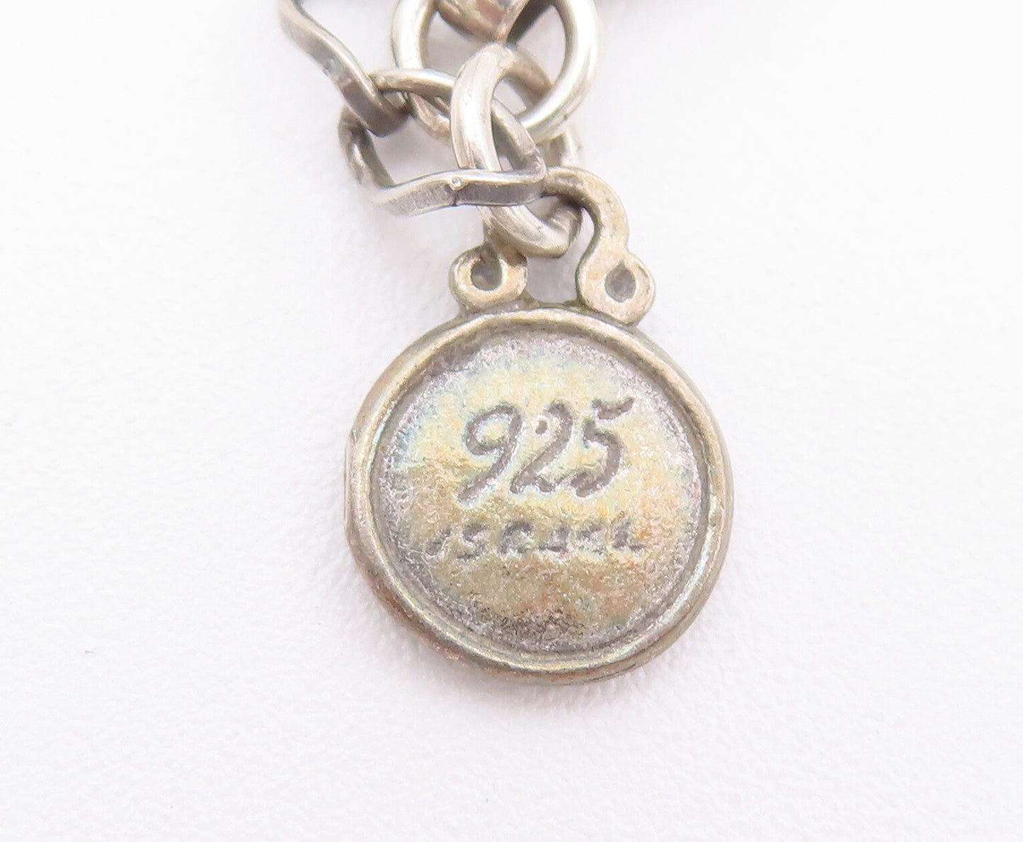 925 Sterling Silver Vintage Necklace SILPADA Etched Circular Chanie Glass NE4237
