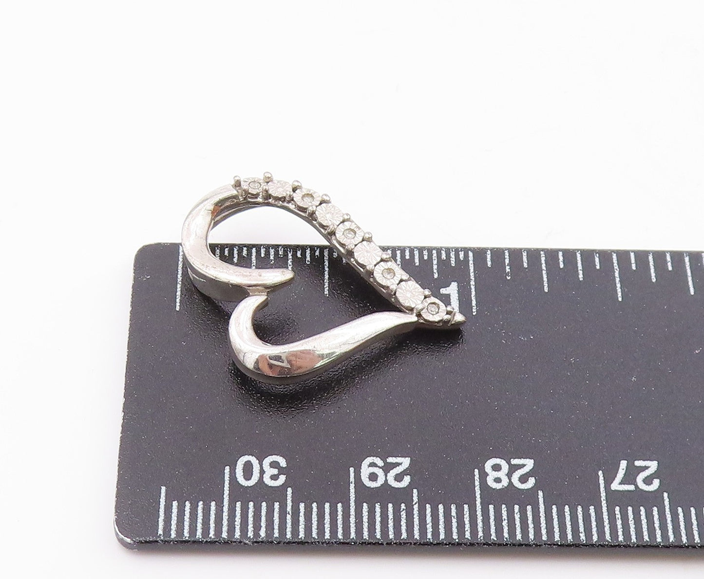 925 Sterling Silver  Genuine Diamonds Open Floral Love Heart Pendant  PT7926