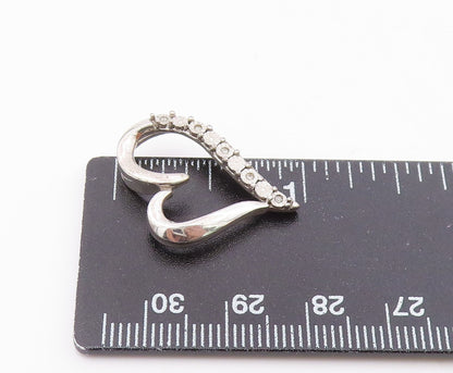925 Sterling Silver  Genuine Diamonds Open Floral Love Heart Pendant  PT7926