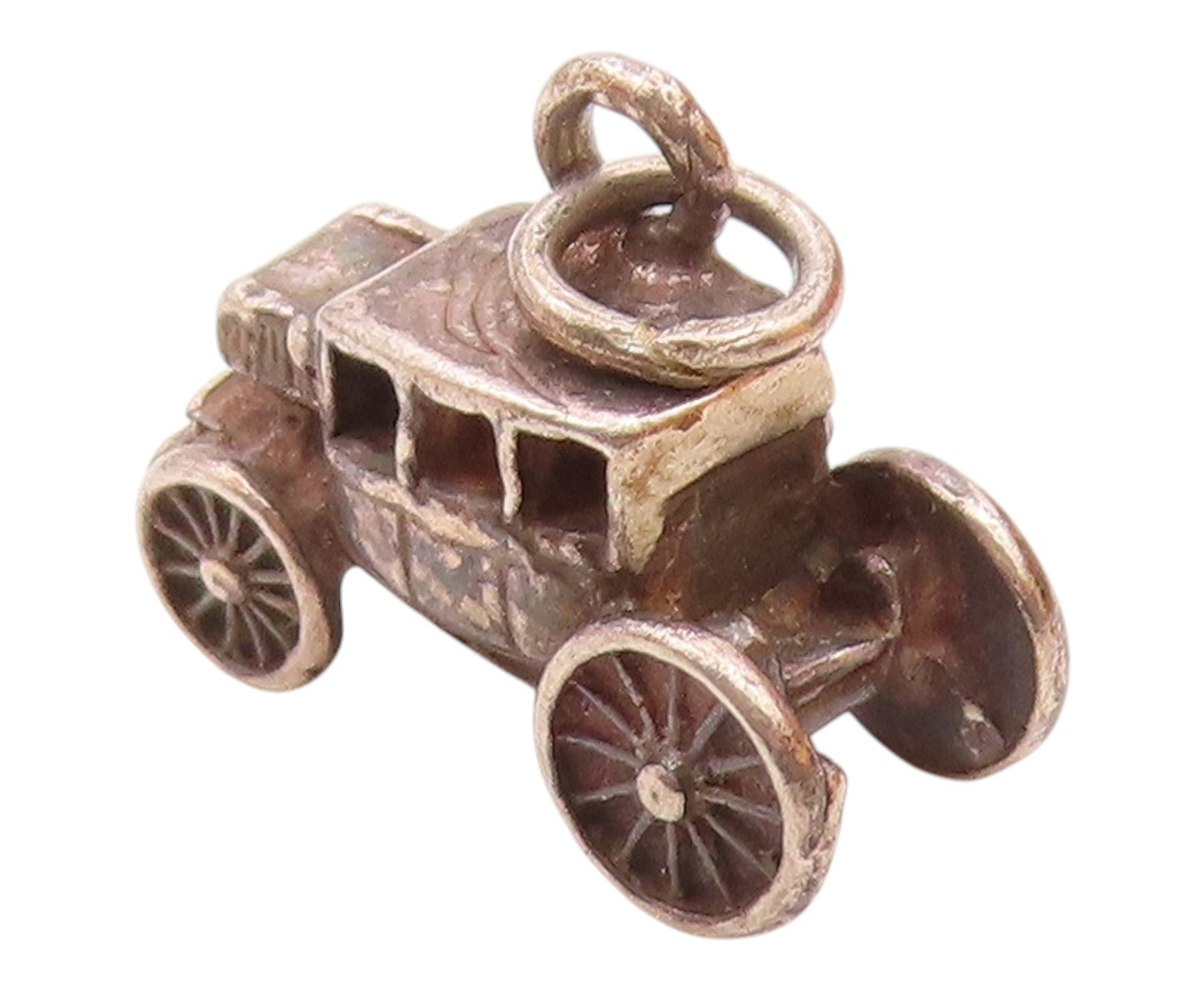 925 Sterling Silver  Vintage Petite Old Fashioned Car Pendant  PT18528