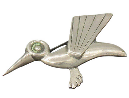 925 Sterling Silver  Vintage Antique Hummingbird Motif Brooch Pin  BP8352