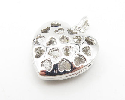 925 Sterling Silver  Petite Shiny Enamel Floral Love Heart Pendant  PT8790