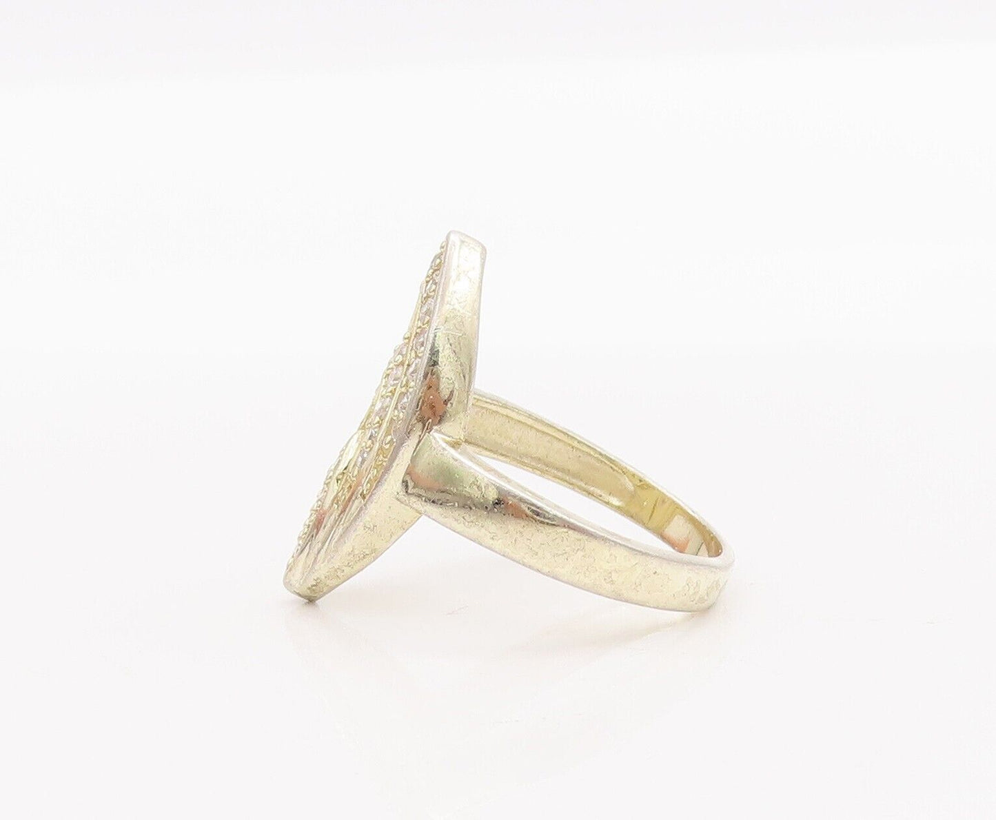 925 Sterling Silver Vintage Ring Cutout Leaf Tip Shape CZ Bands  Sz 7.5  RG28413