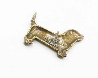 HAND & HAMMER 925 Sterling Silver  Vintage Dark Tone Weiner Dog Pin  TR1772