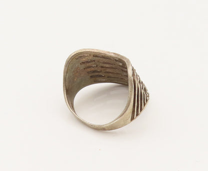 925 Sterling Silver  Vintage Hammered Open Row Curved Ring Sz 9.75  RG26423