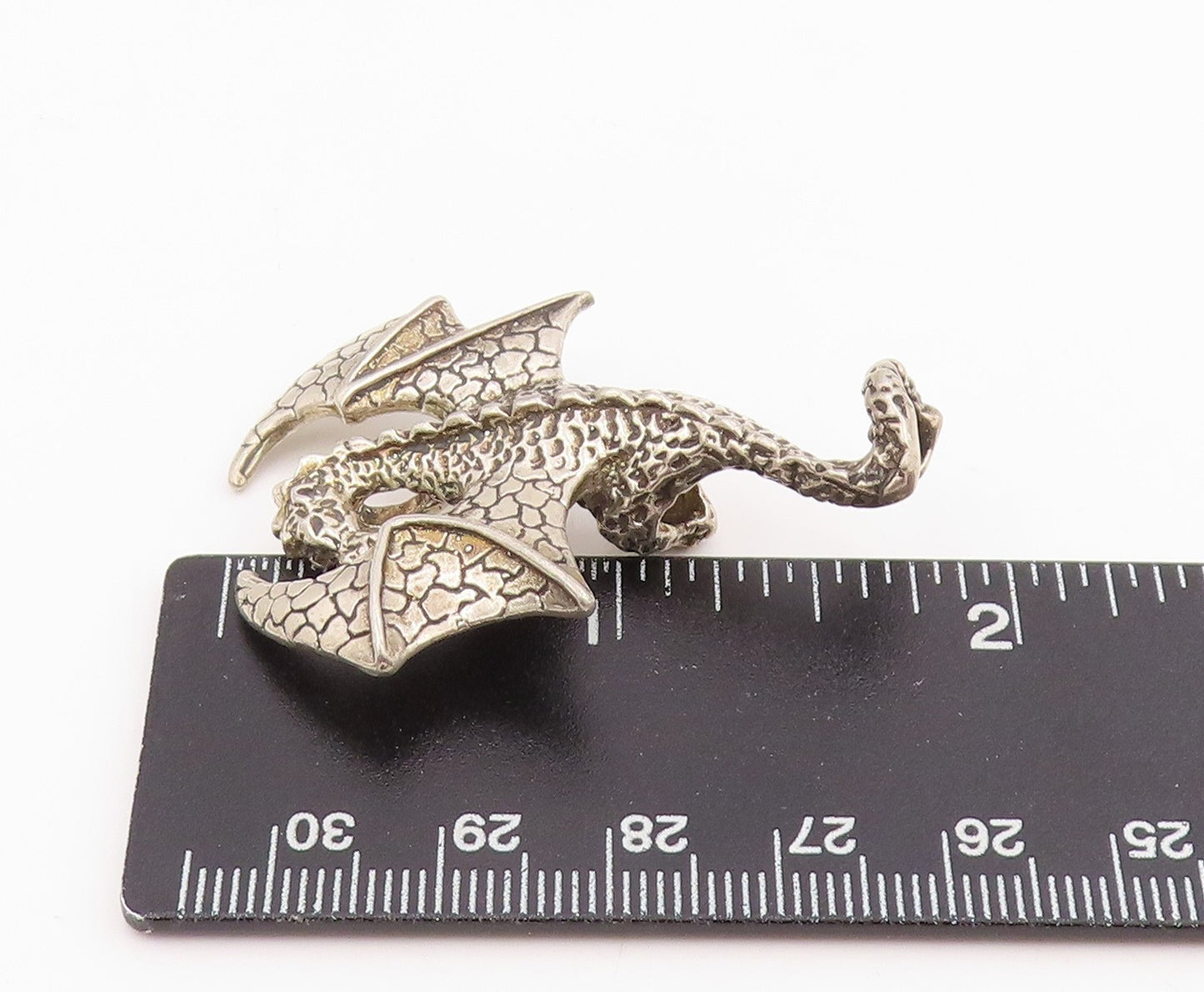 925 Sterling Silver Vintage Pendant Intricate Mythical Flying Dragon  PT25770