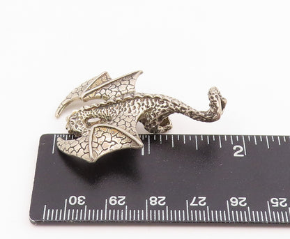 925 Sterling Silver Vintage Pendant Intricate Mythical Flying Dragon  PT25770