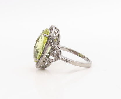 925 Sterling Silver Vintage Ring Oval Citrine Halo Topaz Ring  Sz 7.5  RG30519