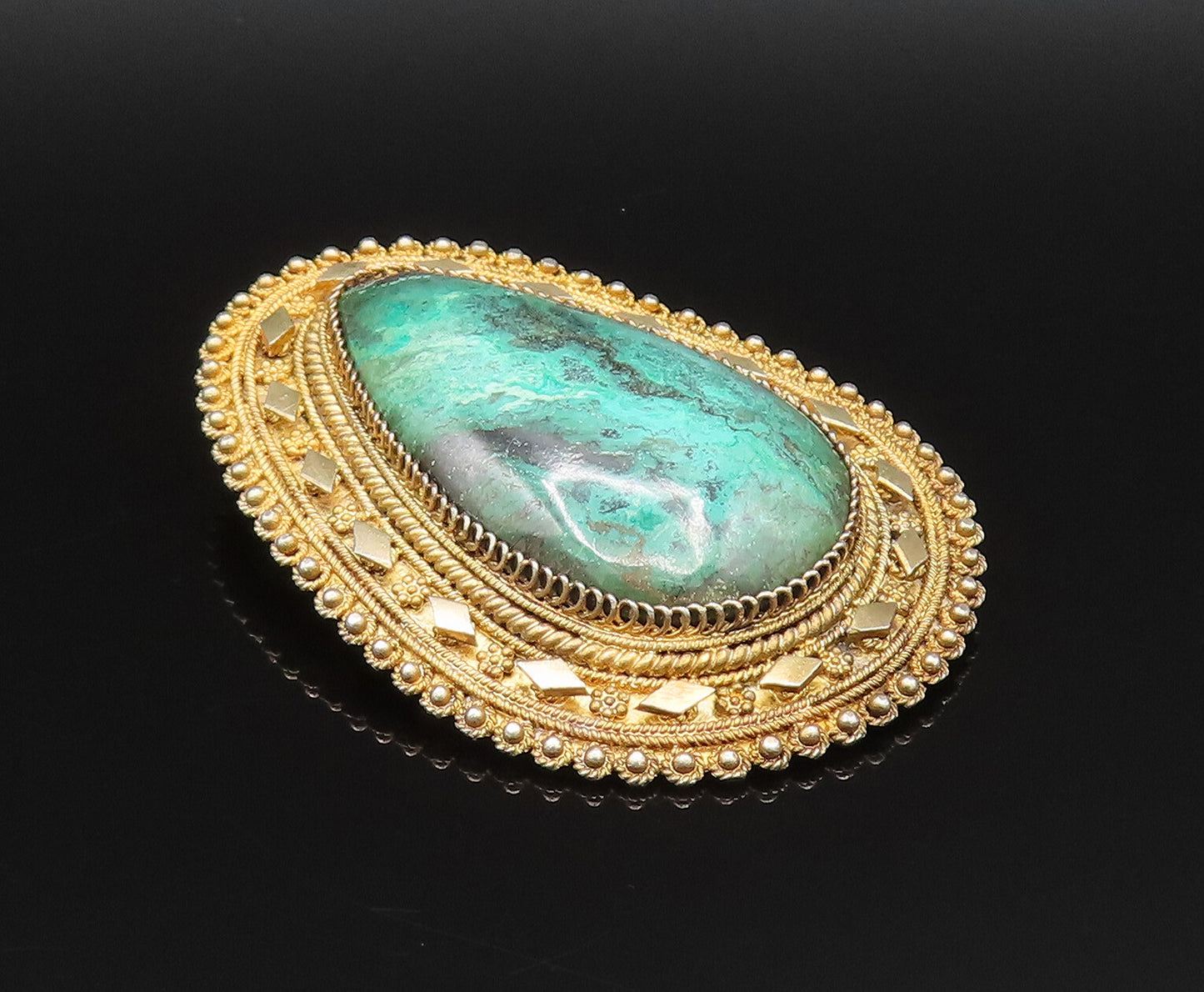 ISRAEL 925 Silver  Vintage Gold Plated Large Heavy Eilat Brooch Pin  BP9745
