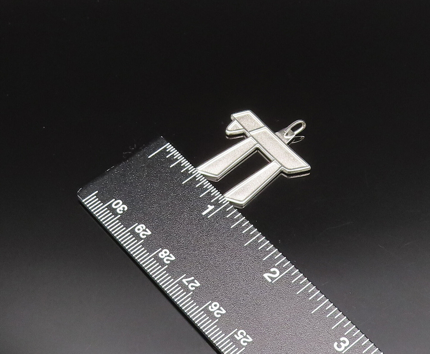 GERMANY 925 Silver  Vintage Raised Edge Matte Chai Symbol Pendant  PT21256