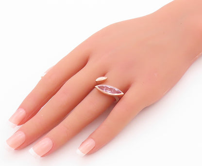 925 Sterling Silver Vintage Ring Rose Gold Plated Marquise Cut CZ  SZ 8  RG32211