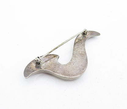 MEXICO 925 Sterling Silver  Vintage Dark Tone Hollow Swirl Brooch Pin  BP1960
