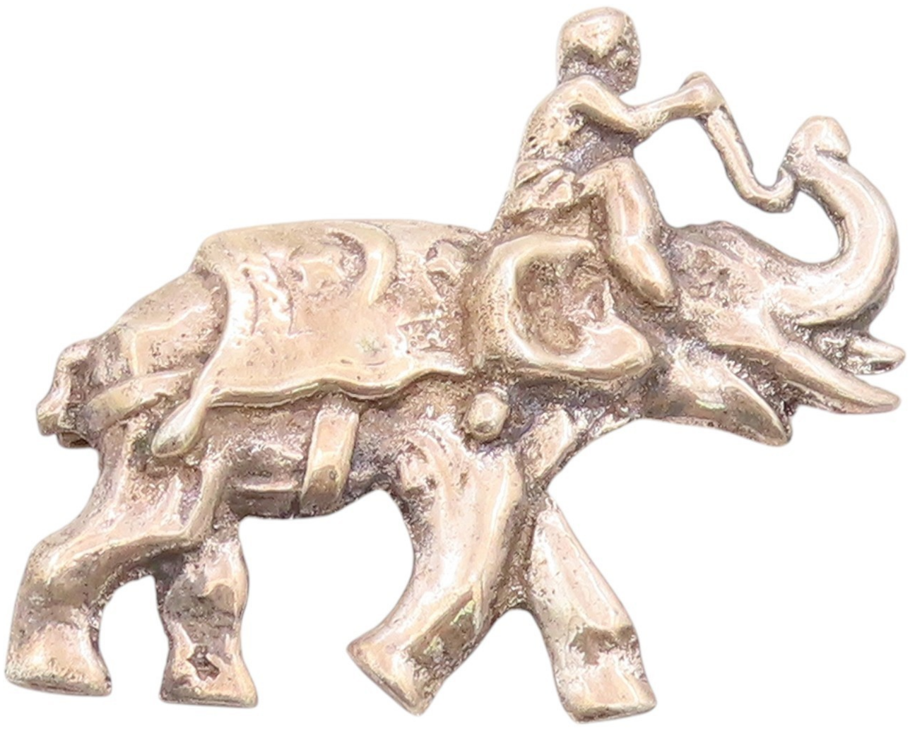 925 Sterling Silver Vintage Brooch Happy Elephant With Care Taker  BP11732