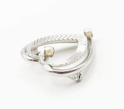 CARL ART 925 Sterling Silver  Petite Pearls Love Heart Brooch Pin  BP6077