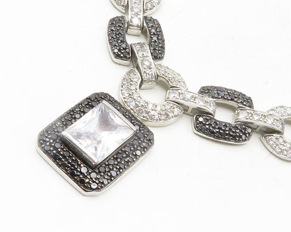 ROSS SIMON 925 Silver  Cubic Zirconia & Black Hematite Chain Necklace  NE2112