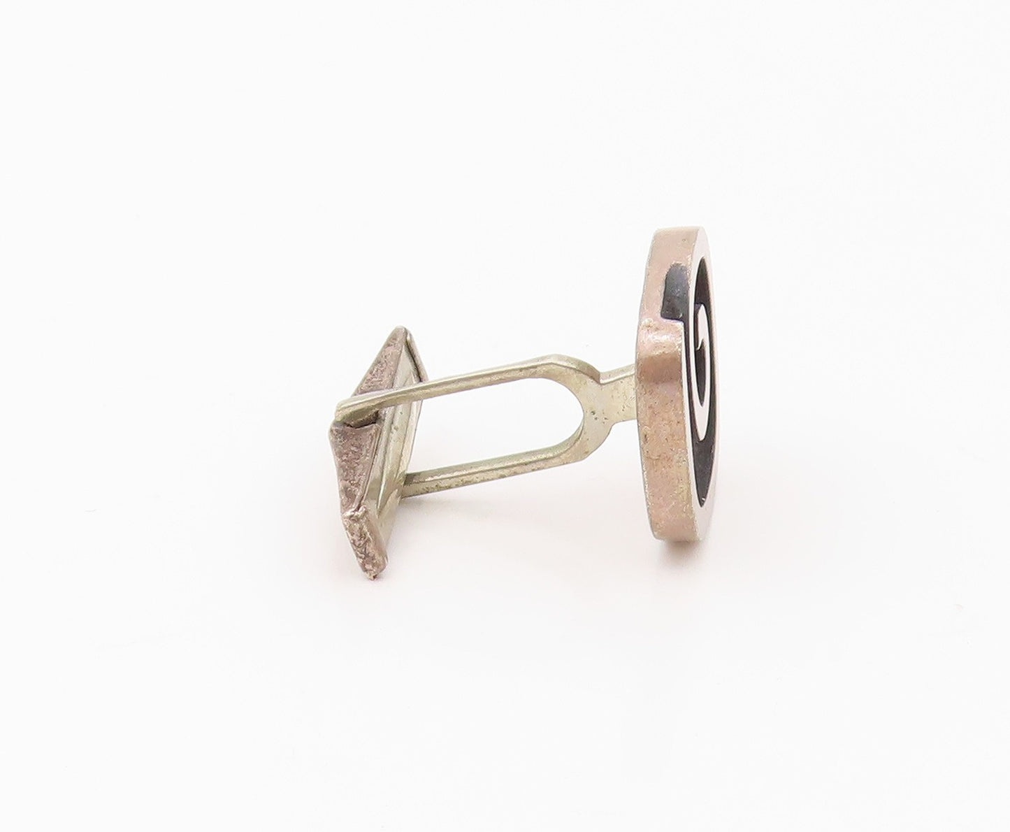 FI 925 Sterling Silver  Vintage Oxidized Spiral Design Cufflinks  TR3170