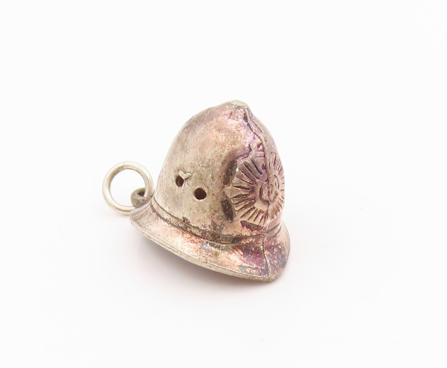 925 Sterling Silver Vintage Pendant British Metropolitan Police Helmet PT24430
