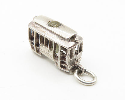 925 Sterling Silver  Vintage Petite Trolley Car Motif Drop Pendant  PT8495