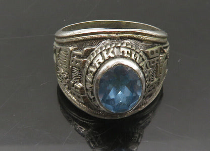 REED 925 Silver  Vintage Blue Topaz I.S. 238 Class 1998 Ring Sz 8.5  RG22097