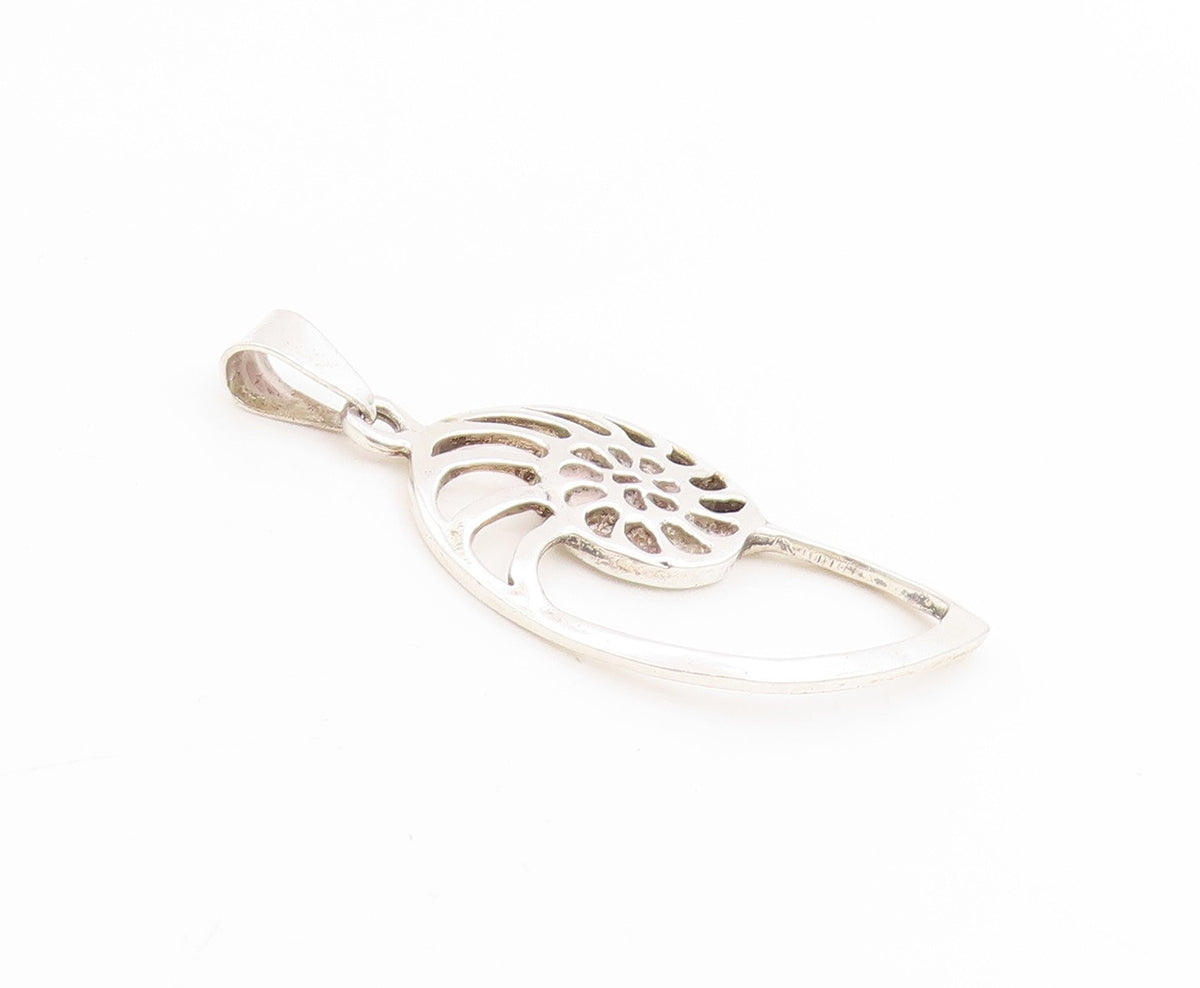 925 Sterling Silver Vintage Pendant Openwork Nautilus Shell Design Charm PT25287