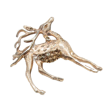925 Sterling Silver  Vintage Shiny Reindeer Animal Motif Brooch Pin  BP7602