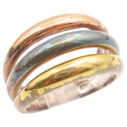 925 Sterling Silver Vintage Ring Multi Tone Interlocking Band  Sz 8  RG36952