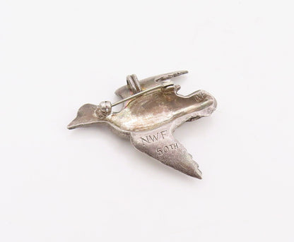 925 Sterling Silver Vintage Brooch Pin 50th Wild Life Federation Duck  BP12324