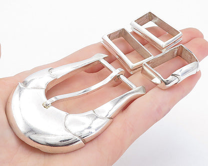 A. JAZZ 925 Sterling Silver Vintage Shiny 4 Piece Belt Buckle Set  TR1265
