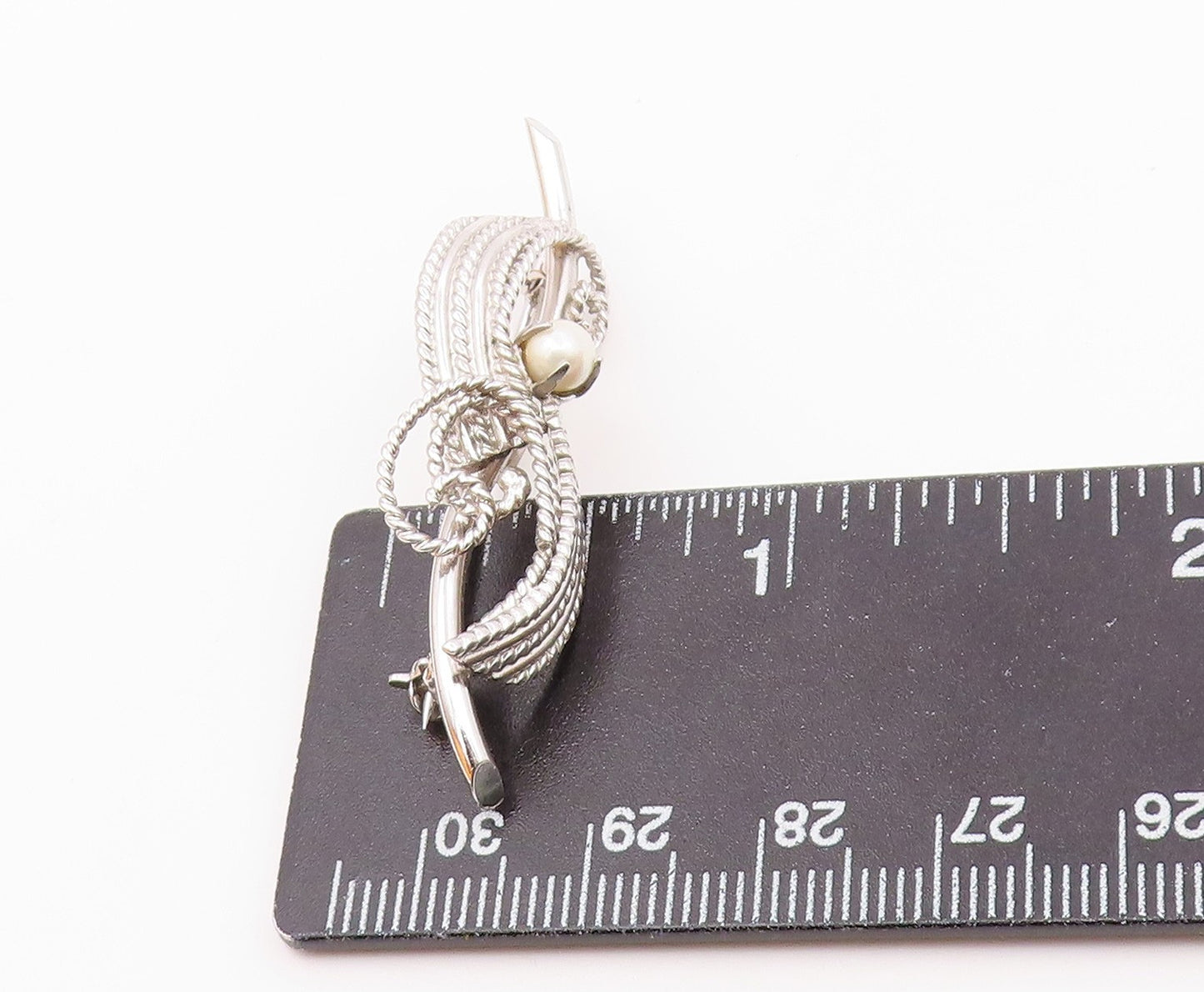 CARL ART 925 Silver  Vintage Petite Pearl Swirl Twist Brooch Pin  BP8496