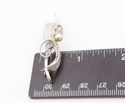CARL ART 925 Silver  Vintage Petite Pearl Swirl Twist Brooch Pin  BP8496