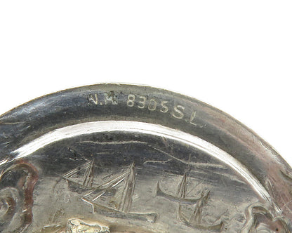 925 Sterling Silver  Vintage Shiny Farm & Ocean Scenes Brooch Pin  BP5724