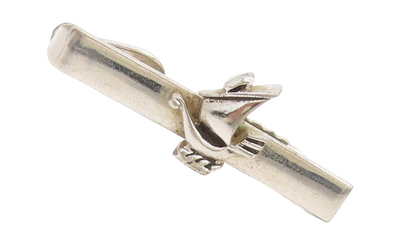 925 Sterling Silver  Vintage Sailor Ship Carved On Designer Tie Clip  TR3652