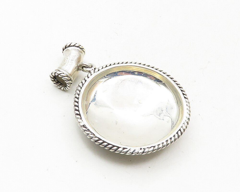 925 Sterling Silver  Vintage Raised Floral Design Round Slide Pendant  PT7488