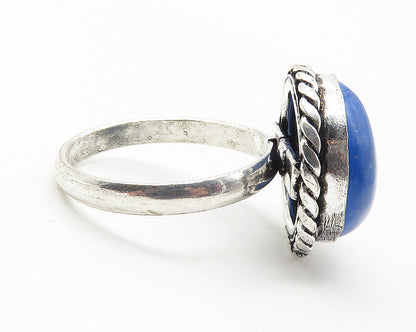 MEXICO 925 Sterling Silver Vintage Lapis Lazuli Cocktail Ring Sz 9.5  RG11669
