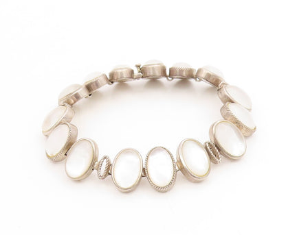 925 Sterling Silver Vintage Bracelet WHITNEY KELLY Cabochon Moonstone  BT11729