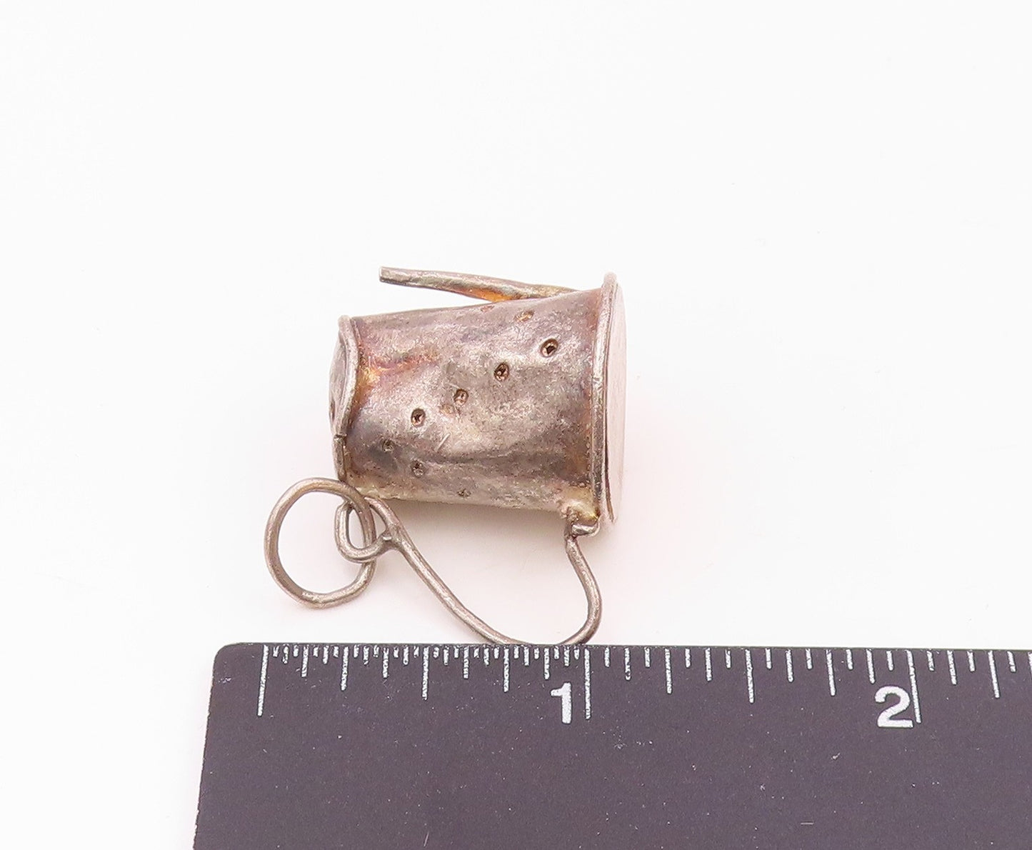 925 Sterling Silver  Vintage Garden Watering Can Motif Pendant  PT18608