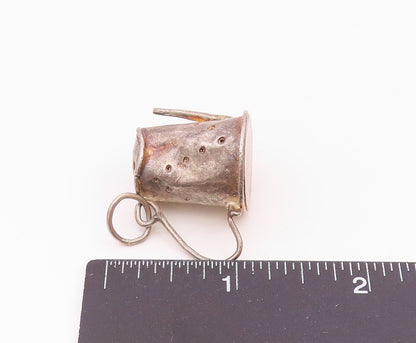 925 Sterling Silver  Vintage Garden Watering Can Motif Pendant  PT18608
