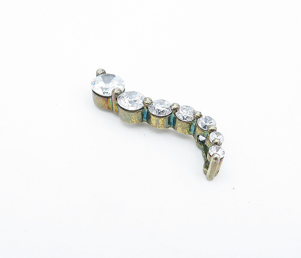 925 Sterling Silver  Vintage Sparkling Graduated Cubic Zirconia Pendant PT2995