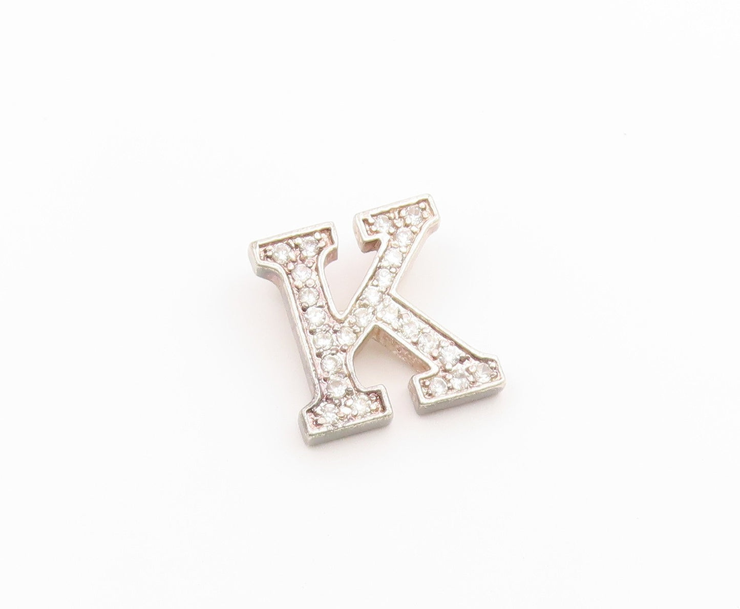 925 Sterling Silver Vintage Pendant Classic CZ Initial K Monogram Charm  PT26605