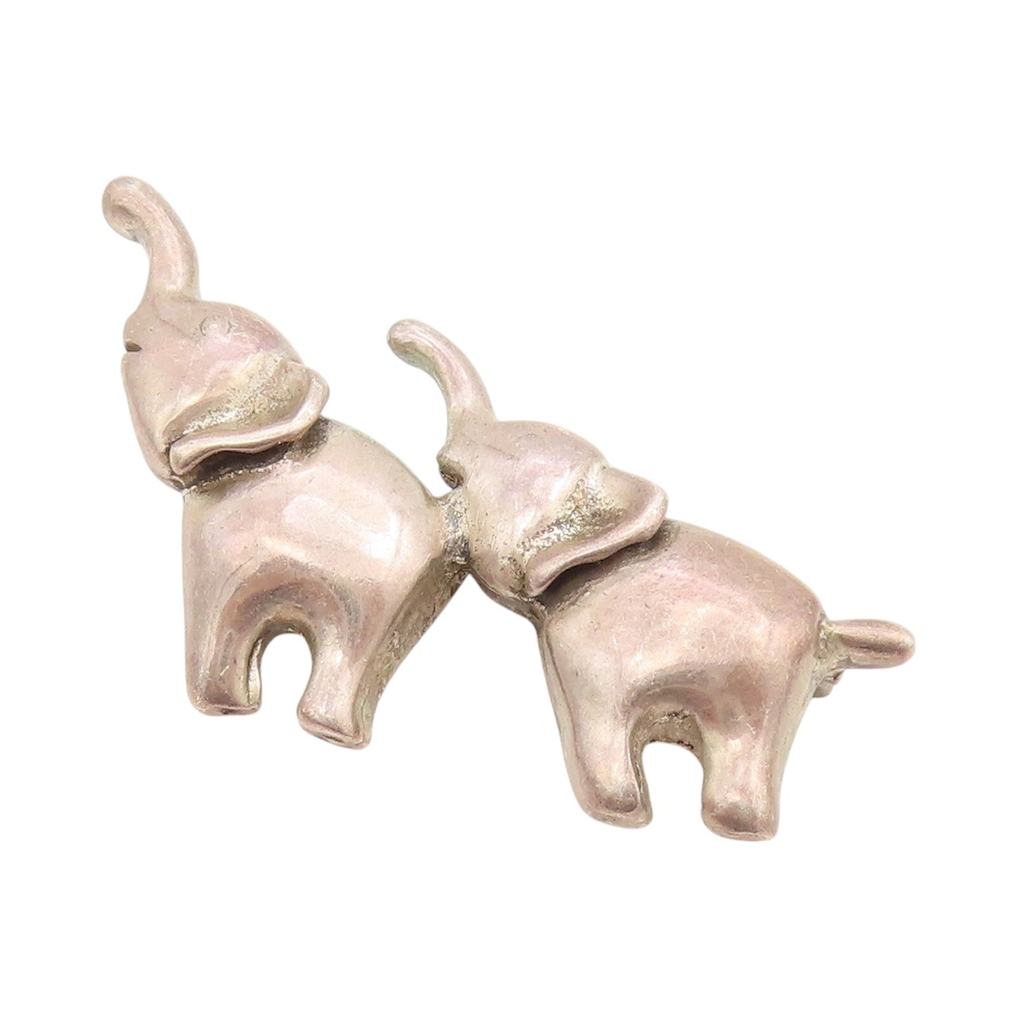 925 Sterling Silver Vintage Brooch Happy Mini Cutout Baby Elephants BP11477