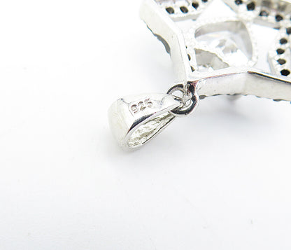 925 Sterling Silver  Cubic Zirconia & Back Hematite Heart Star Pendant  PT2814