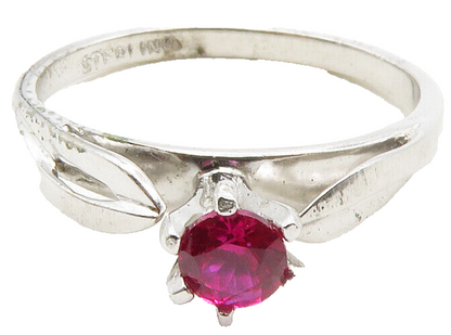 925 Sterling Silver  Prong Set Pink Topaz Shiny Solitaire Ring Sz 6.5  RG12857