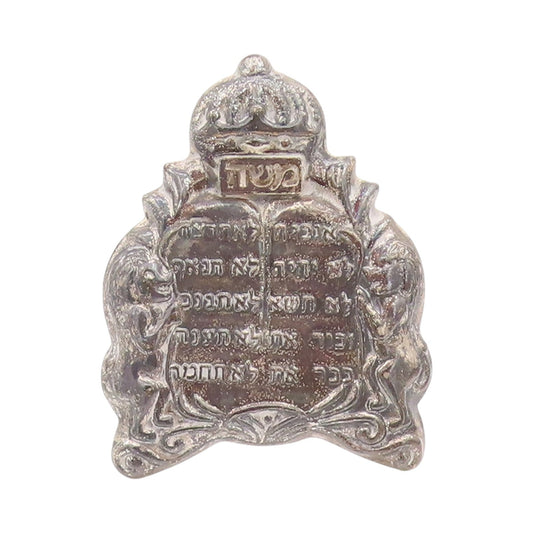 925 Sterling Silver Vintage Decorative Piece 10 Commandments Hebrew TR3971