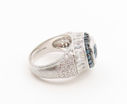925 Sterling Silver Vintage Ring JUDITH RIPKA Topaz Love Heart  Sz 8  RG36865