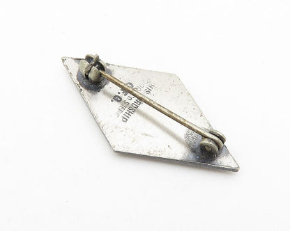HIS LORDSHIP 925 Silver  Vintage Enamel Coated Pointed Brooch Pin  BP4294