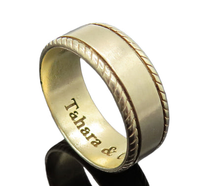 TAHARA 925 Sterling Silver Vintage Rope Border Smooth Band Ring Sz 9.5 RG26164
