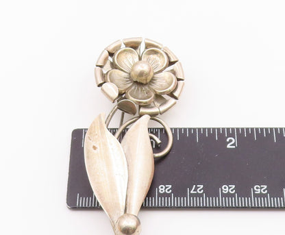 925 Sterling Silver  Vintage Shiny Single Flower Motif Brooch Pin  BP8049